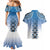 New Zealand Couples Matching Mermaid Dress and Hawaiian Shirt Poutama Mix Blue Taniko Inspired Art LT05