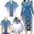 New Zealand Family Matching Long Sleeve Bodycon Dress and Hawaiian Shirt Poutama Mix Blue Taniko Inspired Art LT05