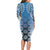 New Zealand Family Matching Long Sleeve Bodycon Dress and Hawaiian Shirt Poutama Mix Blue Taniko Inspired Art LT05