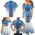 New Zealand Family Matching Mermaid Dress and Hawaiian Shirt Poutama Mix Blue Taniko Inspired Art LT05