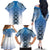 New Zealand Family Matching Off The Shoulder Long Sleeve Dress and Hawaiian Shirt Poutama Mix Blue Taniko Inspired Art