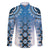 New Zealand Family Matching Off The Shoulder Long Sleeve Dress and Hawaiian Shirt Poutama Mix Blue Taniko Inspired Art