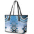 New Zealand Leather Tote Bag Poutama Mix Blue Taniko Inspired Art LT05