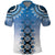 New Zealand Polo Shirt Poutama Mix Blue Taniko Inspired Art LT05