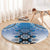 New Zealand Round Carpet Poutama Mix Blue Taniko Inspired Art LT05