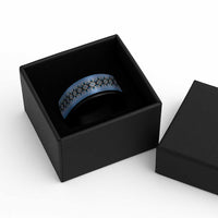 New Zealand Spinner Ring Poutama Mix Blue Taniko Inspired Art LT05 - Polynesian Pride