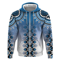 New Zealand Zip Hoodie Poutama Mix Blue Taniko Inspired Art LT05 Zip Hoodie Blue - Polynesian Pride
