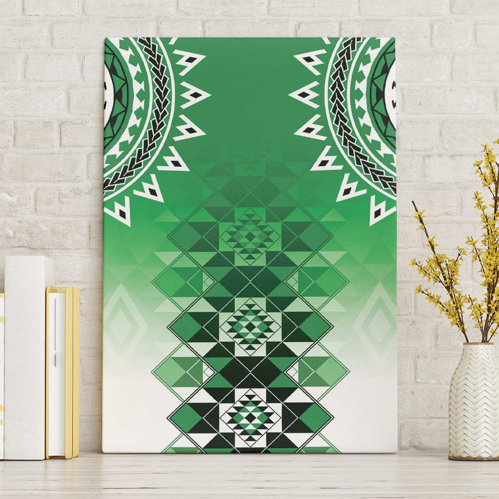 New Zealand Canvas Wall Art Poutama Mix Green Taniko Inspired Art LT05 Without Frame Green - Polynesian Pride