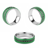 New Zealand Classic Ring Poutama Mix Green Taniko Inspired Art LT05 - Polynesian Pride