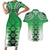 New Zealand Couples Matching Short Sleeve Bodycon Dress and Hawaiian Shirt Poutama Mix Green Taniko Inspired Art