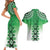 New Zealand Couples Matching Short Sleeve Bodycon Dress and Hawaiian Shirt Poutama Mix Green Taniko Inspired Art