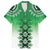 New Zealand Family Matching Off The Shoulder Long Sleeve Dress and Hawaiian Shirt Poutama Mix Green Taniko Inspired Art