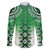 New Zealand Family Matching Off The Shoulder Long Sleeve Dress and Hawaiian Shirt Poutama Mix Green Taniko Inspired Art