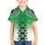 New Zealand Family Matching Off The Shoulder Long Sleeve Dress and Hawaiian Shirt Poutama Mix Green Taniko Inspired Art