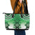 New Zealand Leather Tote Bag Poutama Mix Green Taniko Inspired Art LT05