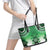 New Zealand Leather Tote Bag Poutama Mix Green Taniko Inspired Art LT05