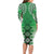 New Zealand Long Sleeve Bodycon Dress Poutama Mix Green Taniko Inspired Art LT05