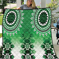 New Zealand Quilt Poutama Mix Green Taniko Inspired Art LT05 Green - Polynesian Pride