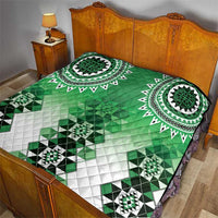 New Zealand Quilt Poutama Mix Green Taniko Inspired Art LT05 - Polynesian Pride