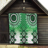 New Zealand Quilt Poutama Mix Green Taniko Inspired Art LT05 - Polynesian Pride