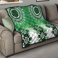 New Zealand Quilt Poutama Mix Green Taniko Inspired Art LT05 - Polynesian Pride