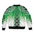 New Zealand Sleeve Zip Bomber Jacket Poutama Mix Green Taniko Inspired Art LT05