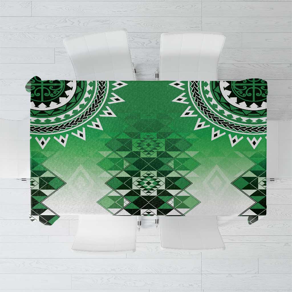 New Zealand Tablecloth Poutama Mix Green Taniko Inspired Art LT05 Green - Polynesian Pride
