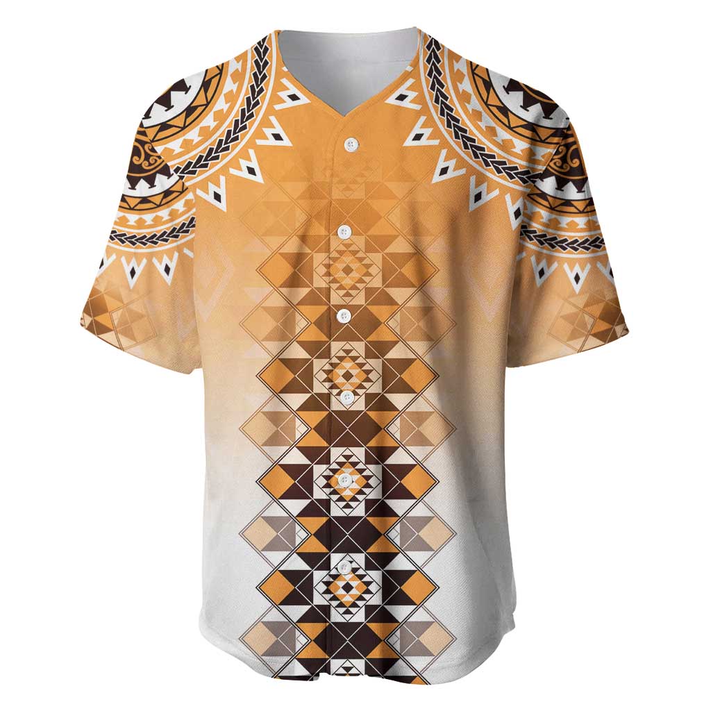 New Zealand Baseball Jersey Poutama Mix Orange Taniko Inspired Art LT05 Orange - Polynesian Pride