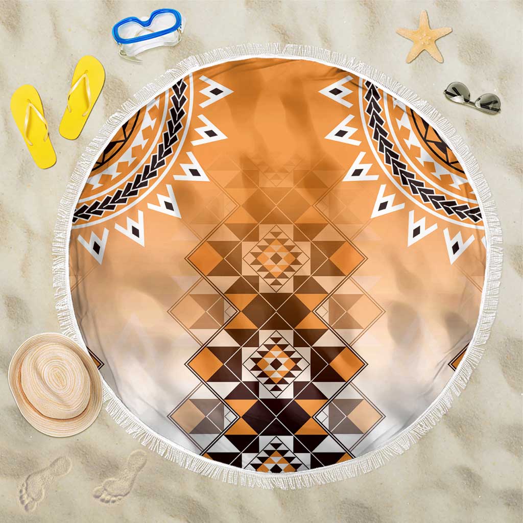 New Zealand Beach Blanket Poutama Mix Orange Taniko Inspired Art LT05 One Size 150cm Orange - Polynesian Pride
