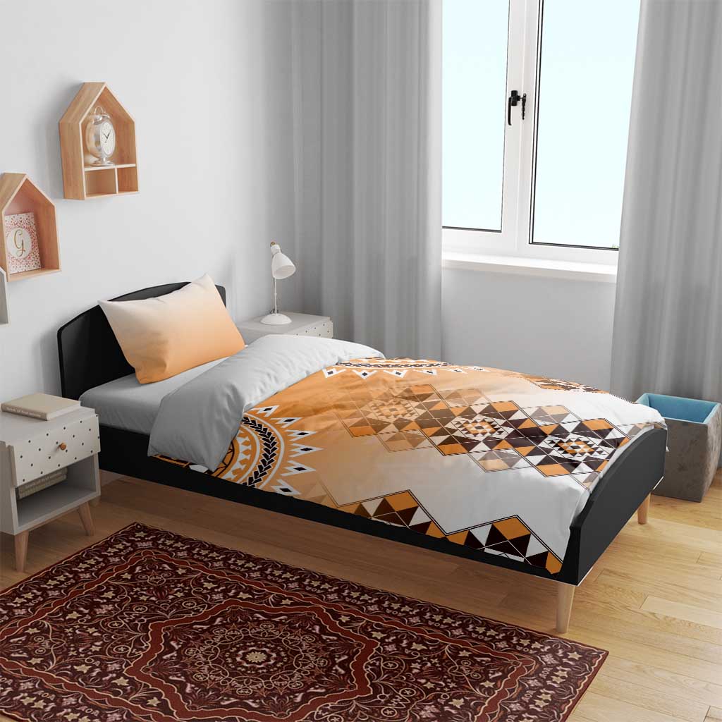 New Zealand Bedding Set Poutama Mix Orange Taniko Inspired Art LT05 - Polynesian Pride
