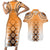 New Zealand Couples Matching Short Sleeve Bodycon Dress and Hawaiian Shirt Poutama Mix Orange Taniko Inspired Art