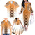 New Zealand Family Matching Off The Shoulder Long Sleeve Dress and Hawaiian Shirt Poutama Mix Orange Taniko Inspired Art