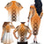 New Zealand Family Matching Off The Shoulder Long Sleeve Dress and Hawaiian Shirt Poutama Mix Orange Taniko Inspired Art