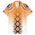 New Zealand Family Matching Off The Shoulder Long Sleeve Dress and Hawaiian Shirt Poutama Mix Orange Taniko Inspired Art