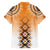 New Zealand Family Matching Off The Shoulder Long Sleeve Dress and Hawaiian Shirt Poutama Mix Orange Taniko Inspired Art