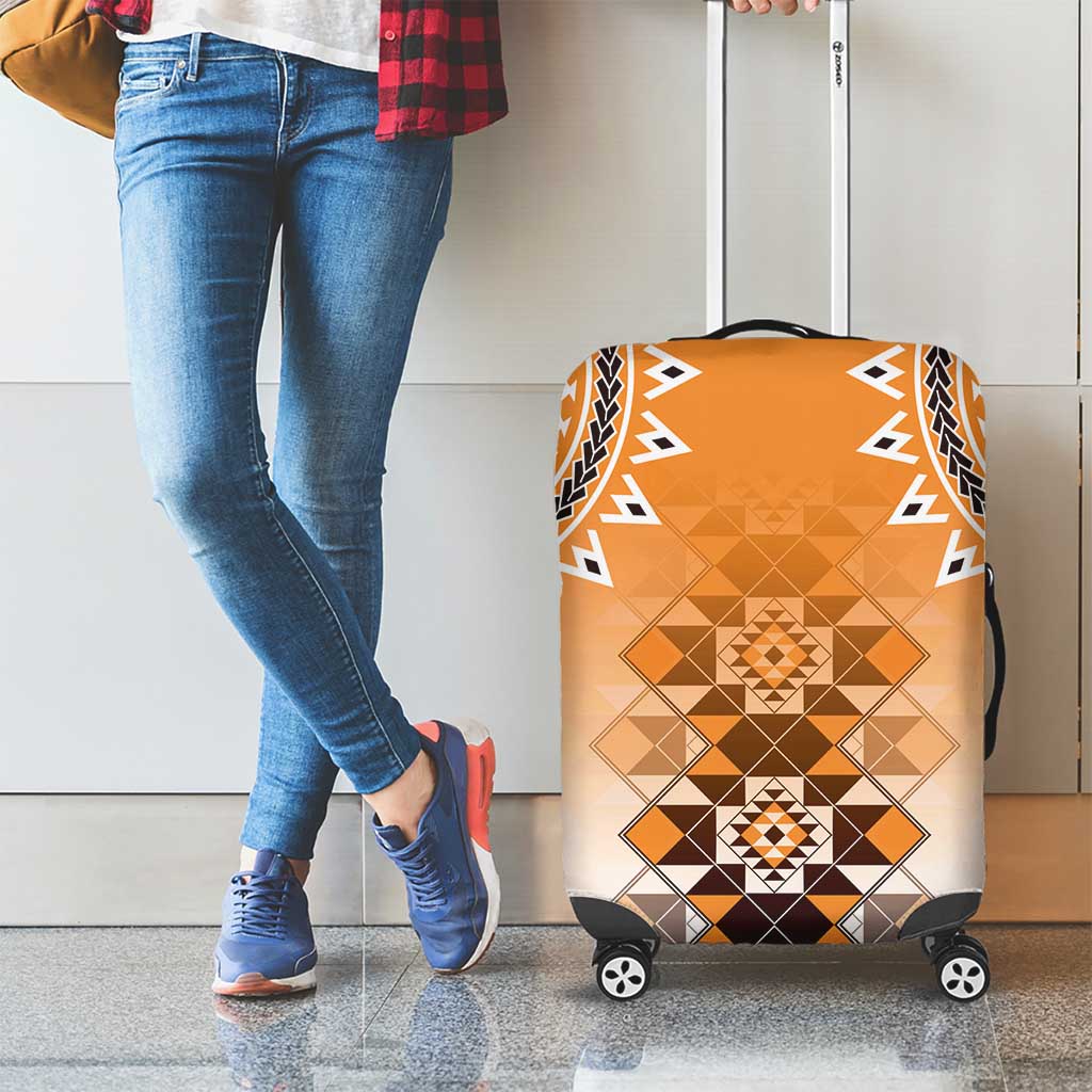 New Zealand Luggage Cover Poutama Mix Orange Taniko Inspired Art LT05 - Polynesian Pride