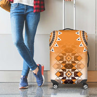New Zealand Luggage Cover Poutama Mix Orange Taniko Inspired Art LT05 - Polynesian Pride