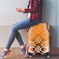 New Zealand Luggage Cover Poutama Mix Orange Taniko Inspired Art LT05 - Polynesian Pride