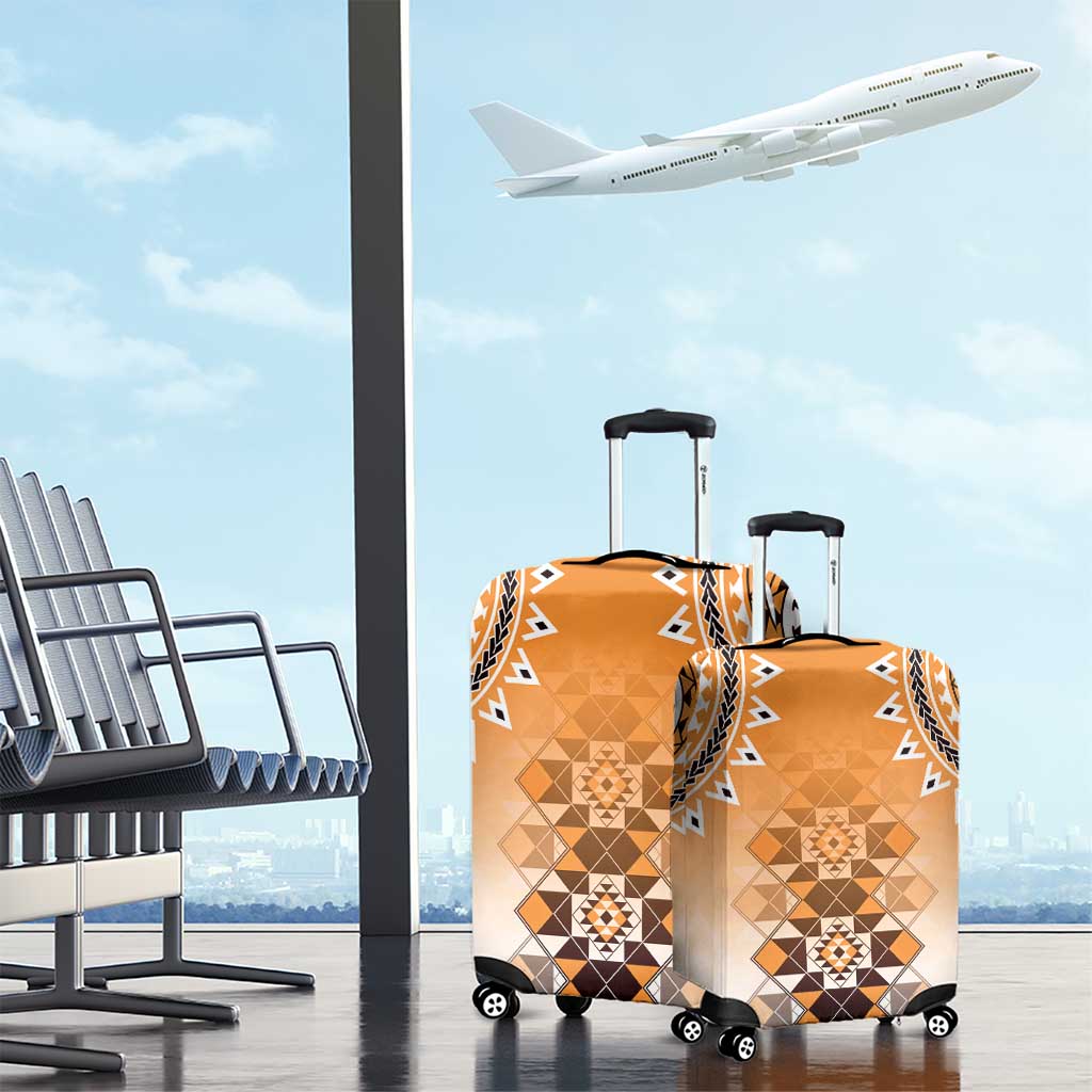 New Zealand Luggage Cover Poutama Mix Orange Taniko Inspired Art LT05 - Polynesian Pride