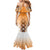 New Zealand Mermaid Dress Poutama Mix Orange Taniko Inspired Art LT05