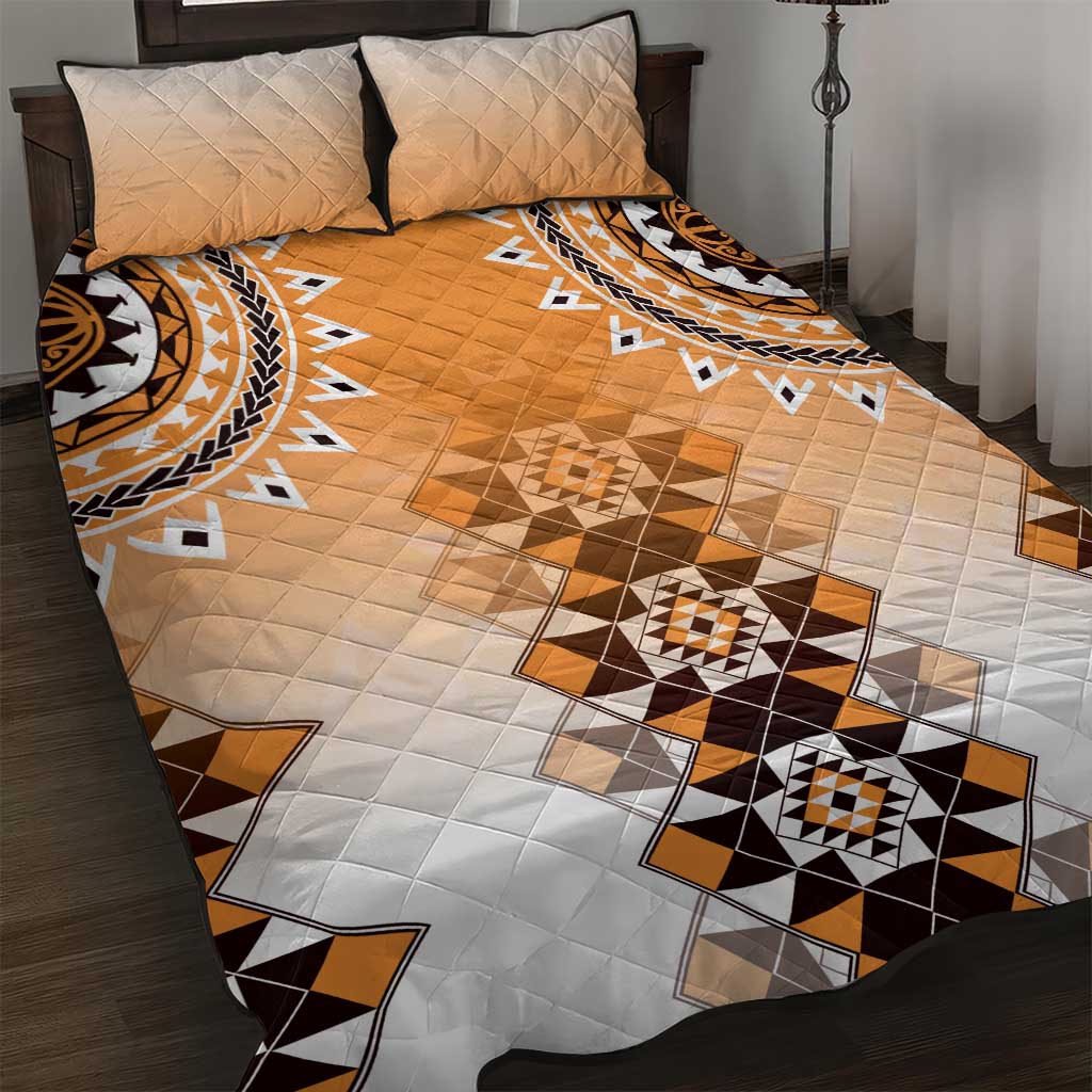 New Zealand Quilt Bed Set Poutama Mix Orange Taniko Inspired Art LT05 Orange - Polynesian Pride