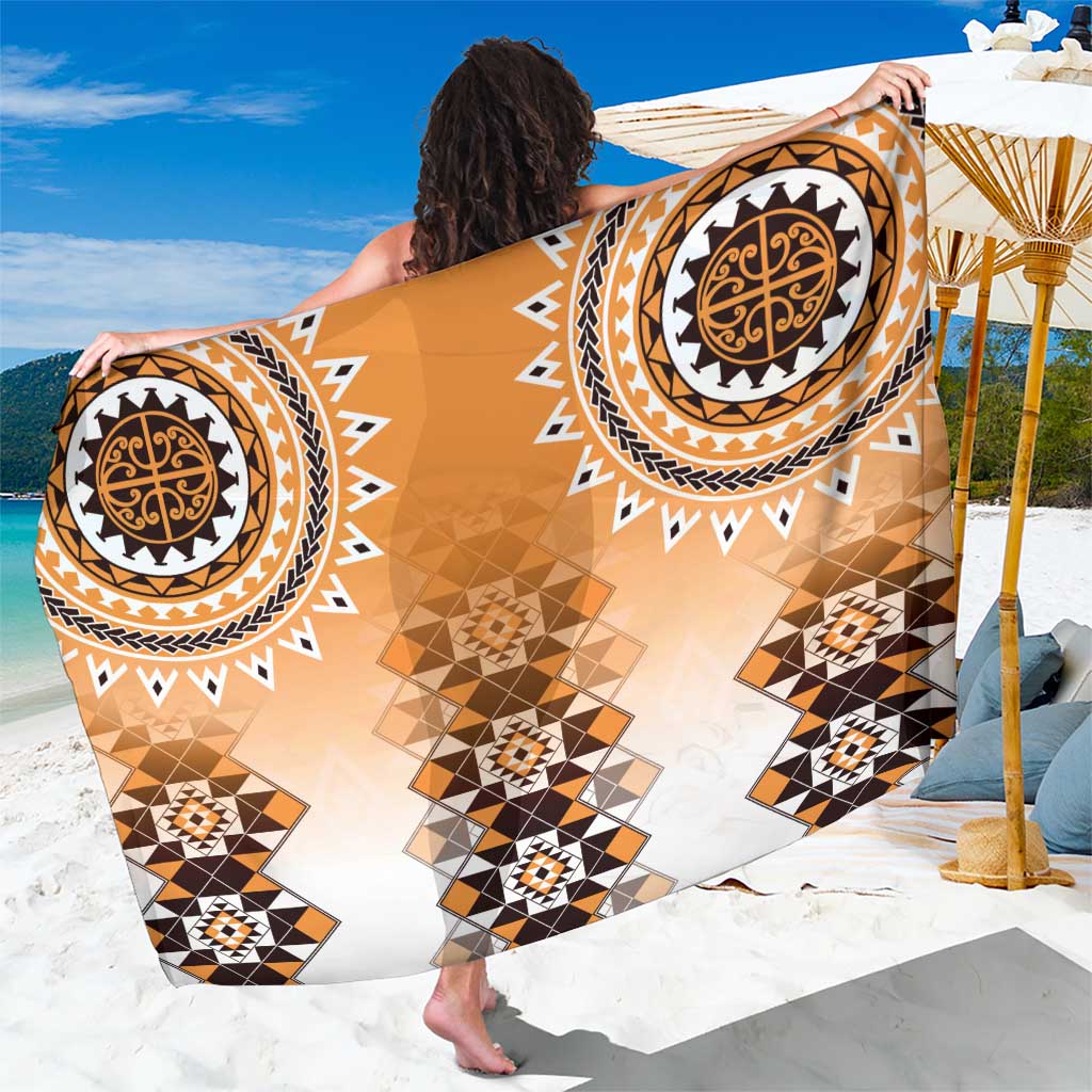 New Zealand Sarong Poutama Mix Orange Taniko Inspired Art LT05 One Size 44 x 66 inches Orange - Polynesian Pride
