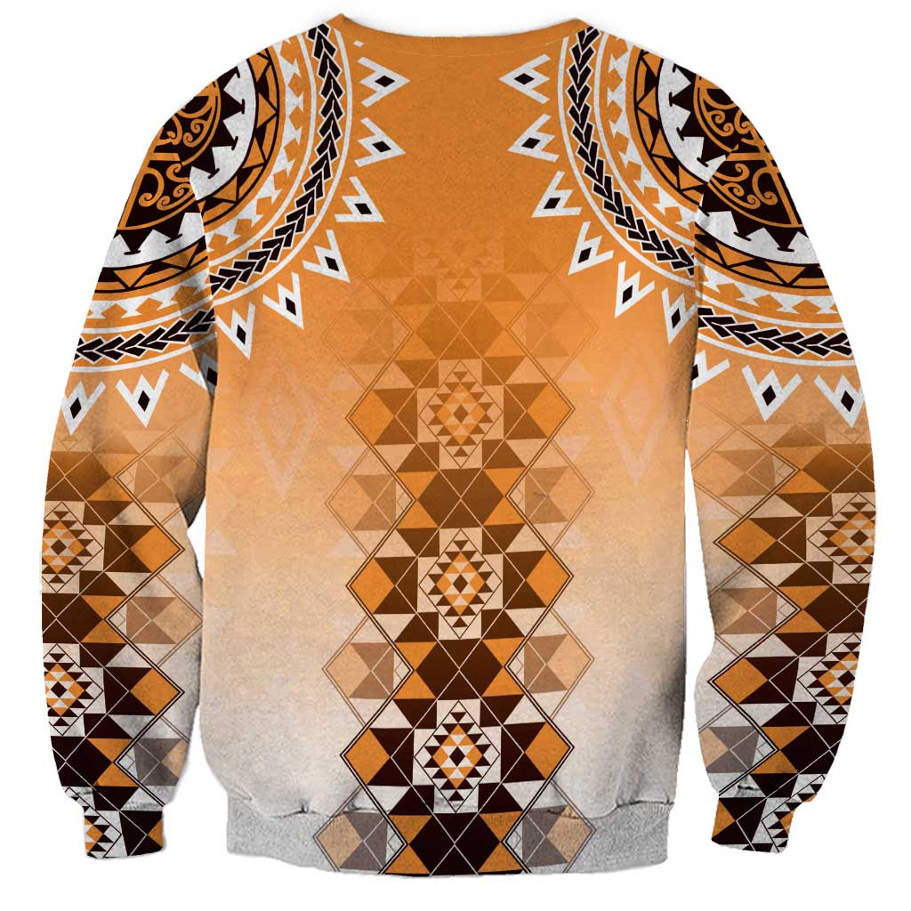 New Zealand Sweatshirt Poutama Mix Orange Taniko Inspired Art LT05 - Polynesian Pride