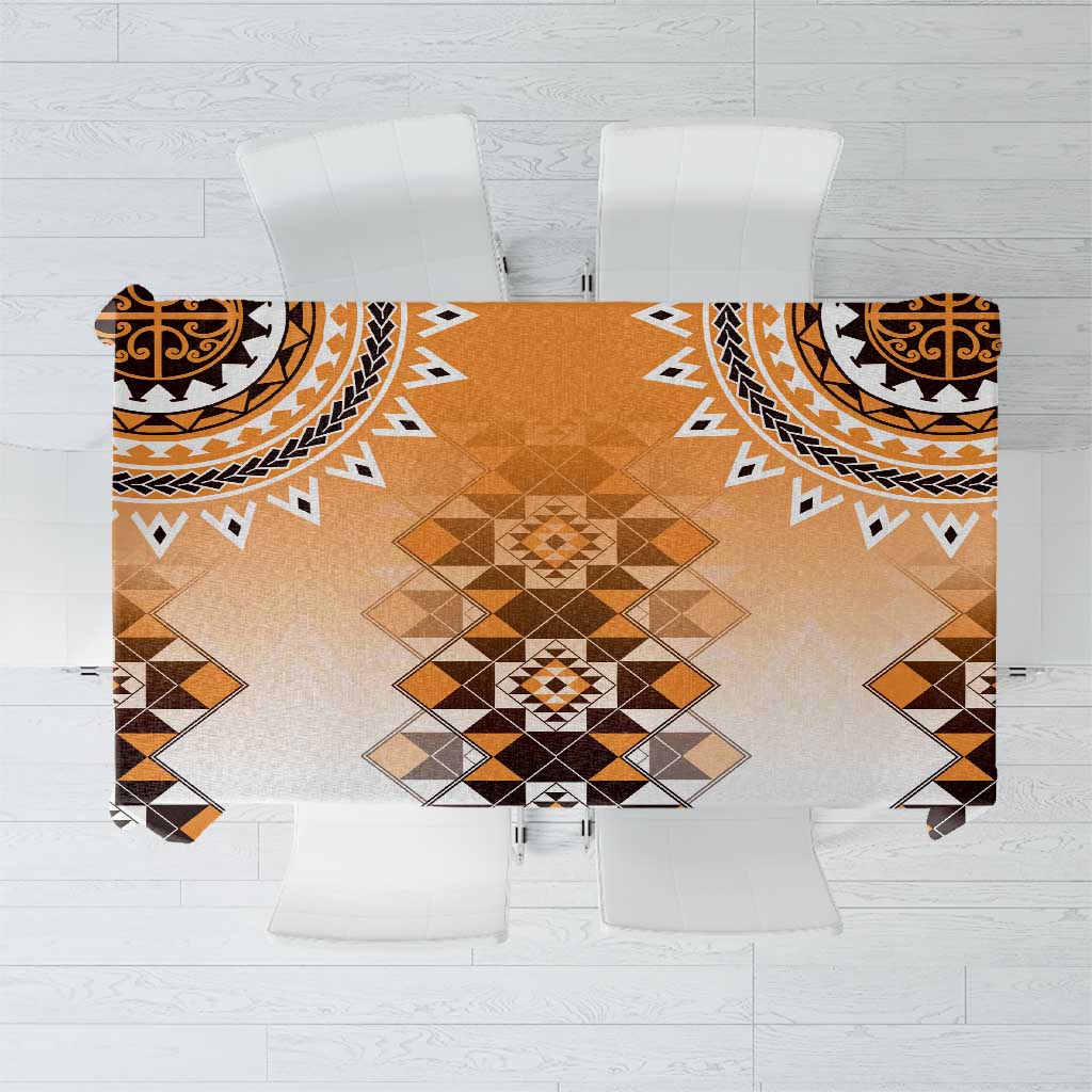 New Zealand Tablecloth Poutama Mix Orange Taniko Inspired Art LT05 Orange - Polynesian Pride