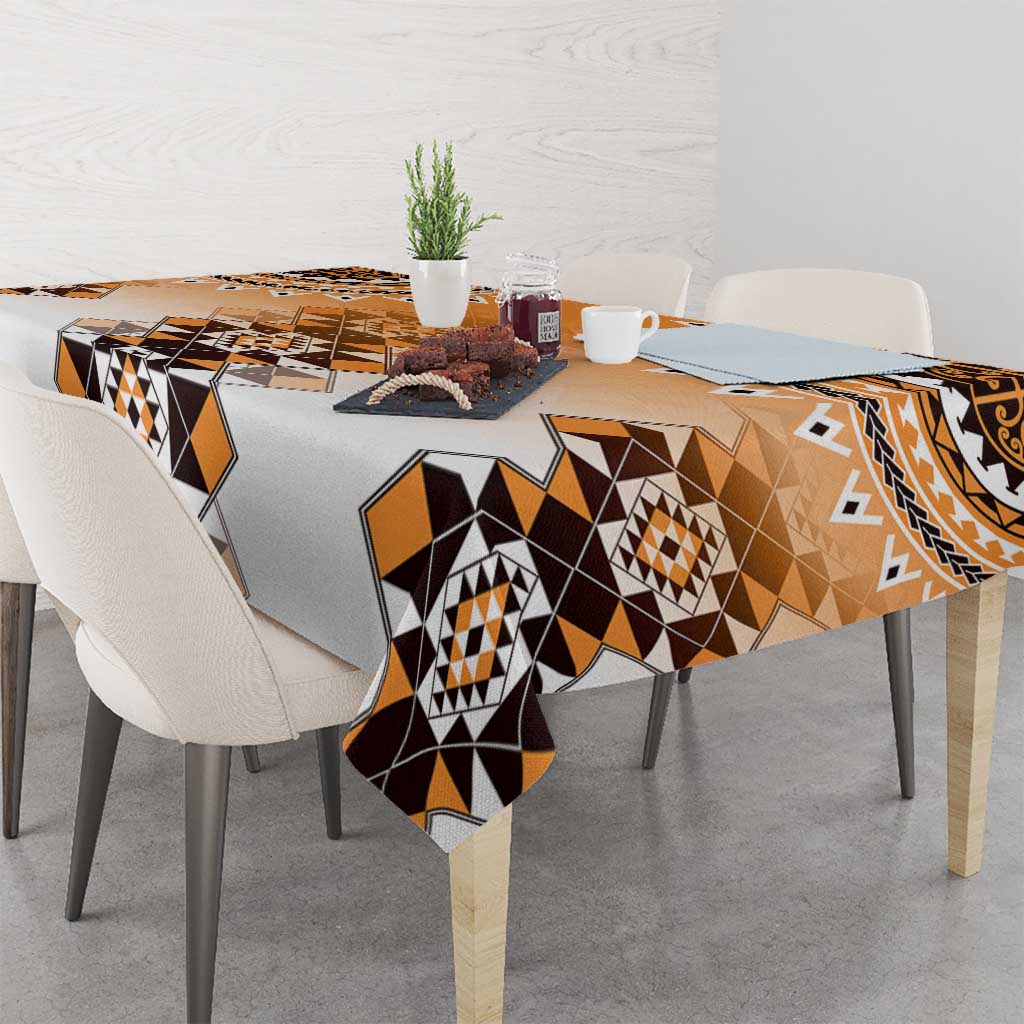 New Zealand Tablecloth Poutama Mix Orange Taniko Inspired Art LT05 - Polynesian Pride