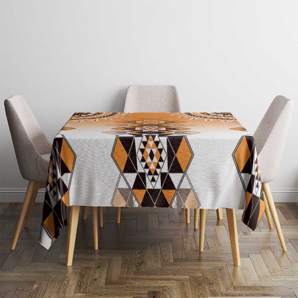 New Zealand Tablecloth Poutama Mix Orange Taniko Inspired Art LT05 - Polynesian Pride
