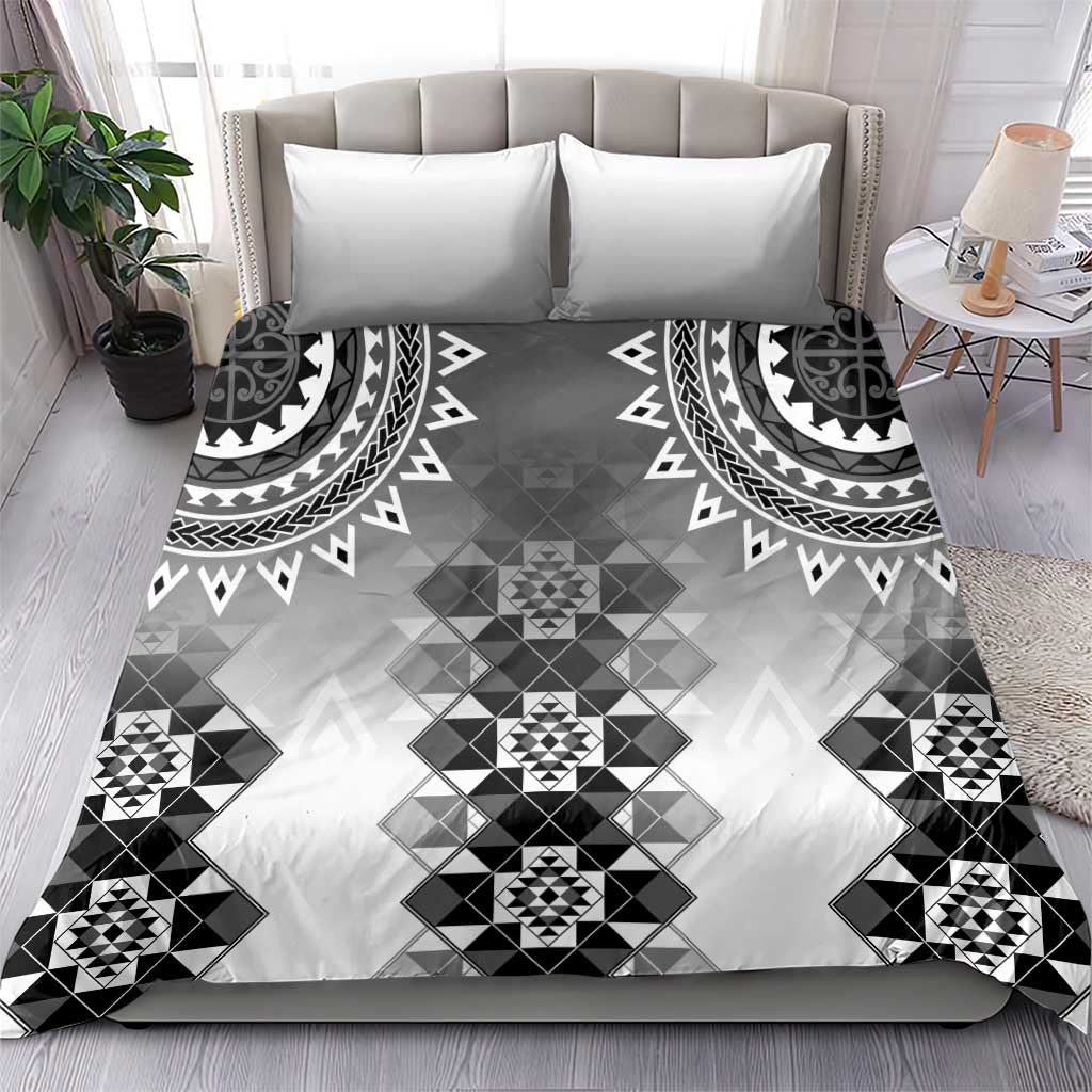 New Zealand Bedding Set Poutama Mix Gray Taniko Inspired Art LT05 - Polynesian Pride