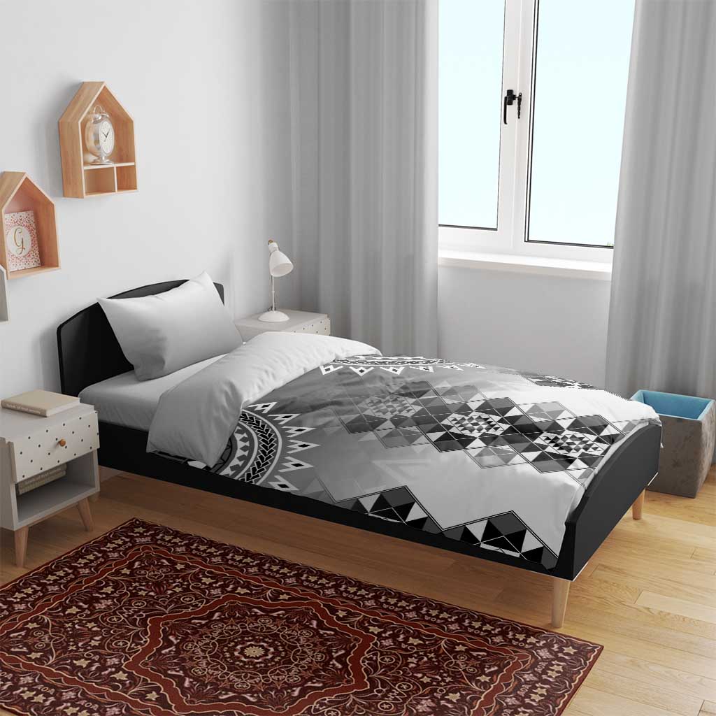 New Zealand Bedding Set Poutama Mix Gray Taniko Inspired Art LT05 - Polynesian Pride