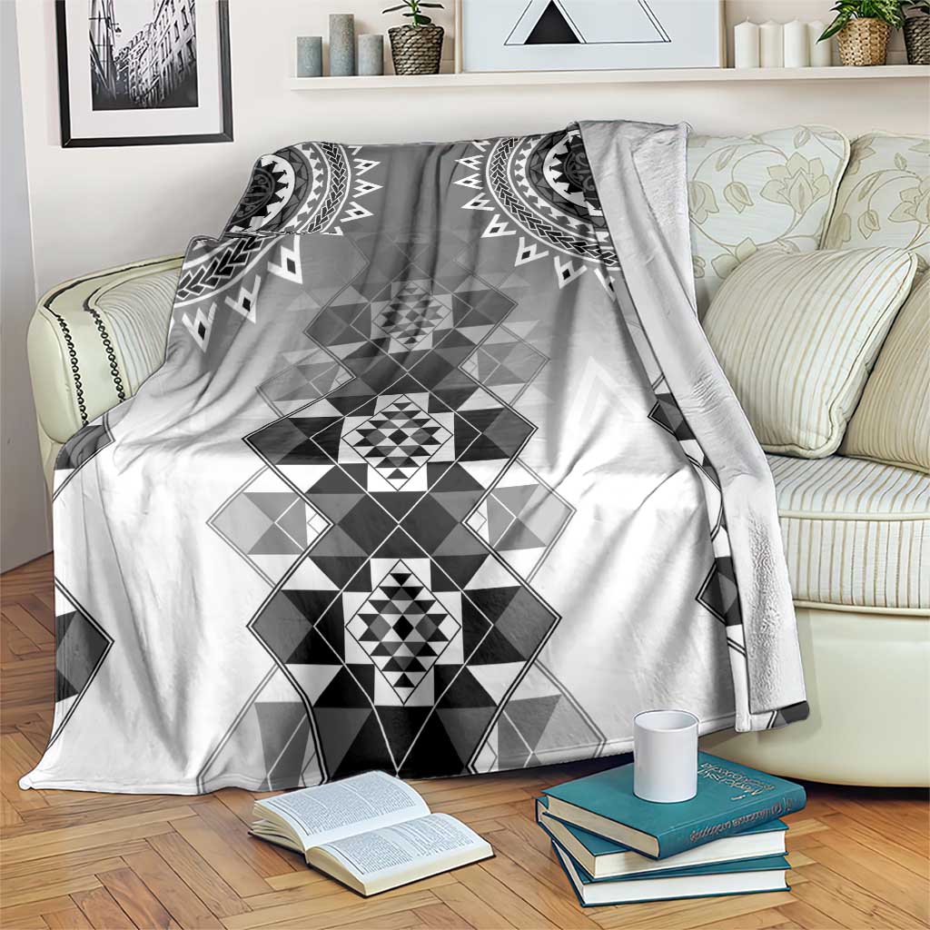 New Zealand Blanket Poutama Mix Gray Taniko Inspired Art LT05 Gray - Polynesian Pride