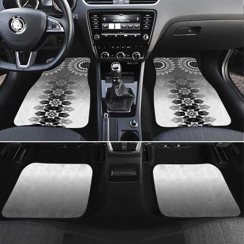 New Zealand Car Mats Poutama Mix Gray Taniko Inspired Art LT05 Set 4pcs Gray - Polynesian Pride